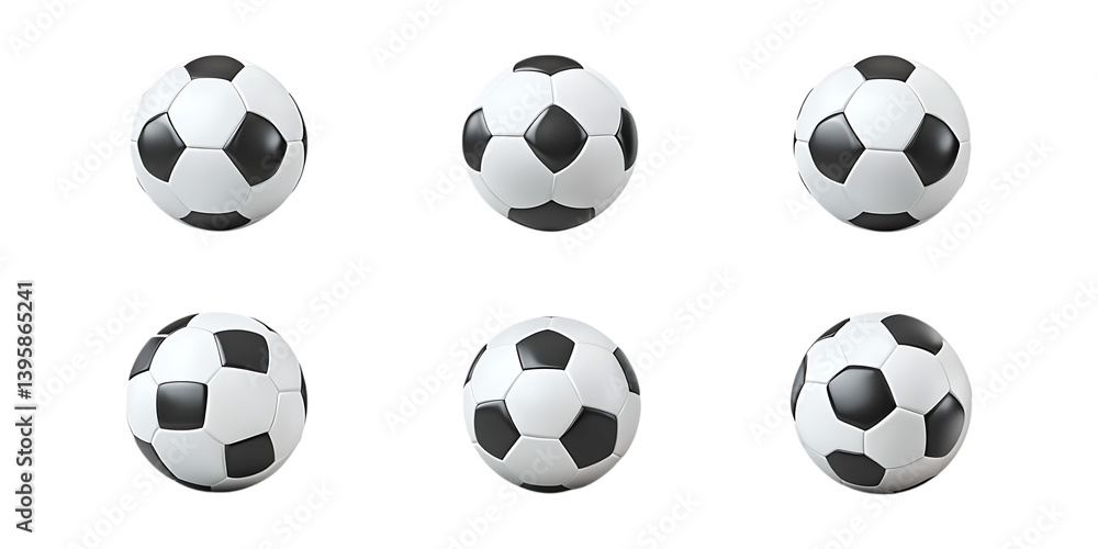 Pack Soccer Ball Set in Different Poses Against Transparent Background for Sports, Athletic Events, or Game Illustrations Pack Soccer Ball Set in Different Poses Against Transparent Background for Sports, Athletic Events, or Game Illustrations