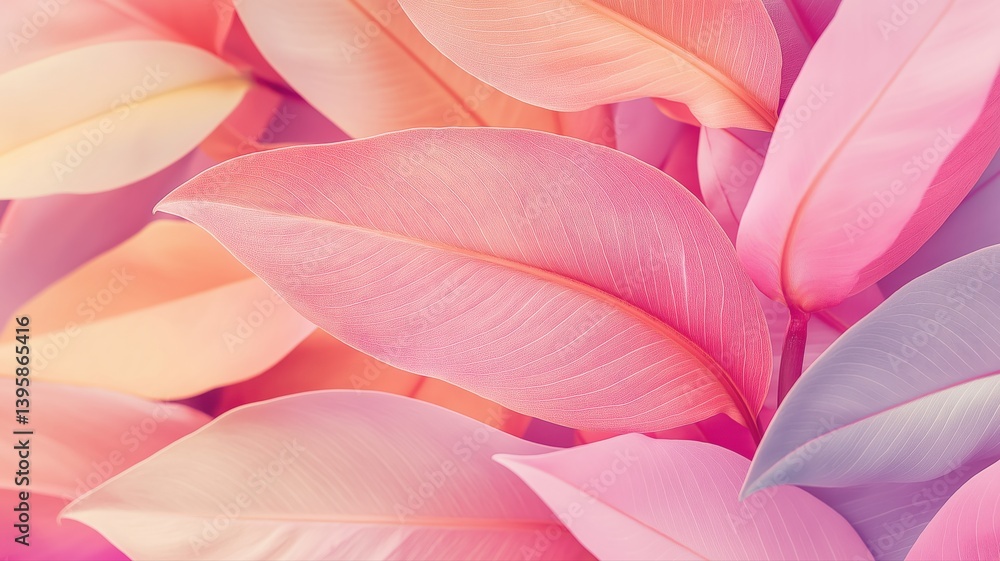 Colorful leaves in pastel shades creating a vibrant botanical display Colorful leaves in pastel shades creating a vibrant botanical display