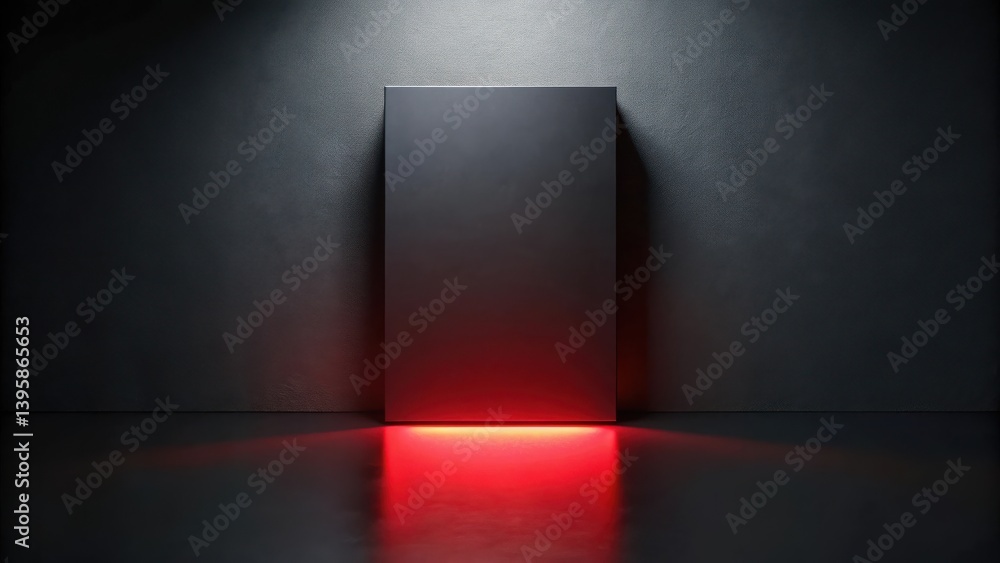 Dark Room with Illuminated Grey Panel and Red Light Dark Room with Illuminated Grey Panel and Red Light