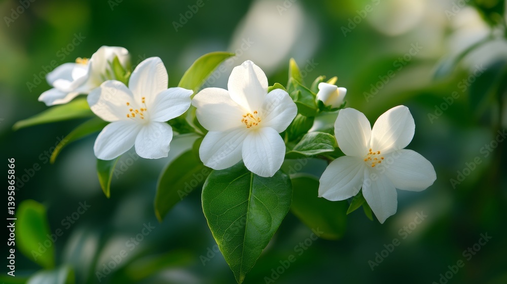 Obraz premium Stunning White Jasmine Blossoms in Sunlight