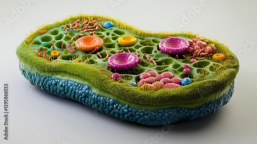 Obraz na płótnie Detailed Cell Structure with Various Organelles in a 3d Render w salonie