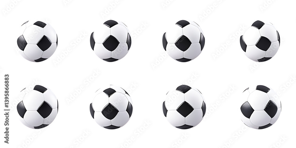 Pack Soccer Ball Set in Different Poses Against Transparent Background for Sports, Athletic Events, or Game Illustrations Pack Soccer Ball Set in Different Poses Against Transparent Background for Sports, Athletic Events, or Game Illustrations