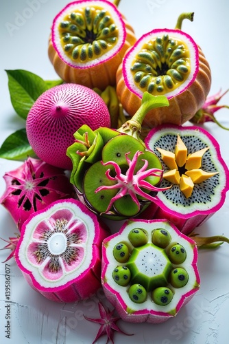Wallpaper Mural Isolated Exotic Fruit Halves – Passion Fruit, Starfruit, Dragonfruit in Close-Up

 Torontodigital.ca