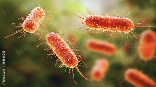 Illustration of Legionella Bacteria with Flagella Causing Legionnaires' Disease