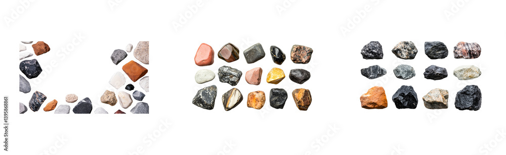 Set of assorted polished stones, pebbles, cutout transparent Set of assorted polished stones, pebbles, cutout transparent