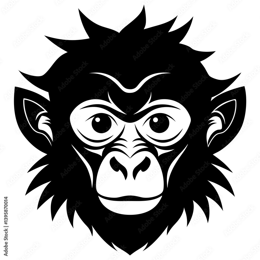 Fototapeta premium monkey face silhouette vector illustration