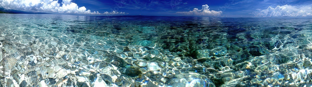 Fototapeta premium Breathtaking Vibrant Landscape with Clear Ocean Waters and Sky