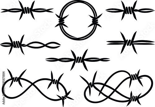 Barbed wire vector set for security and design projects