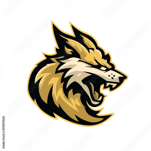Snarling jackal logo in golden fur representing esports team for competitive gaming identity