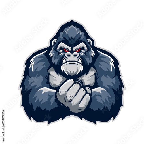 Vector logo of a silverback gorilla with clenched fist representing esports and competition