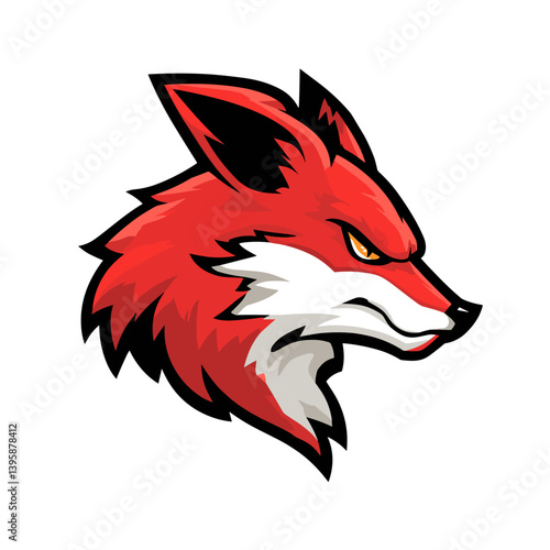 Sly red fox esports logo design featuring a clever expression on a white background for gaming teams and tournaments