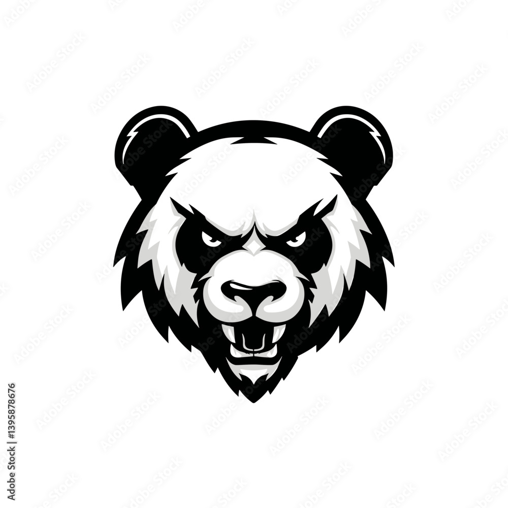 Fierce black and white panda logo ideal for esports branding and team identity in competitive gaming environments Fierce black and white panda logo ideal for esports branding and team identity in competitive gaming environments