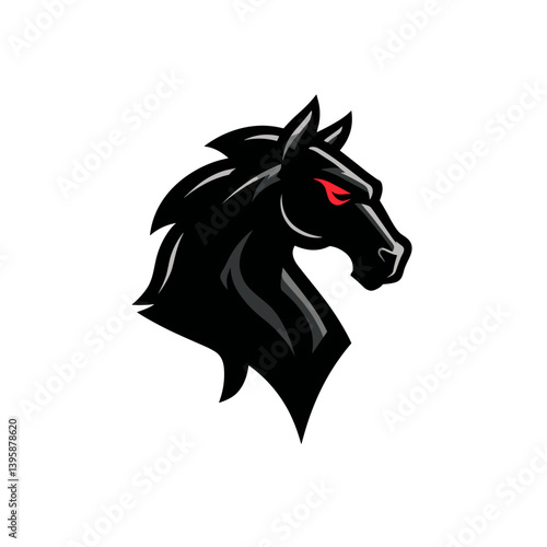 Fierce black stallion logo with red eyes designed for Esports teams and gaming brands