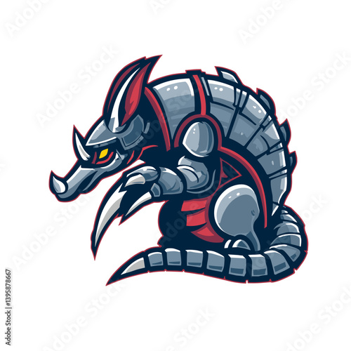 Esports vector logo featuring armored armadillo with sharp claws suitable for team branding