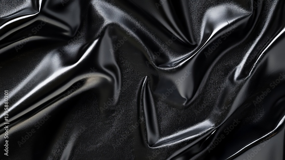 Fototapeta premium Close-up macro of natural black leather texture. Features the detailed structure of glossy leatherette with an embossed pattern—ideal as a background, wallpaper, or backdrop