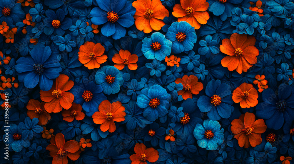 Floral pattern different mix wildflowers buds top view. Beautiful aesthetic flowers texture Flat lay. Abstract Summer Floral art for background