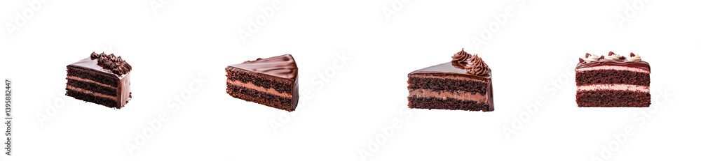 Cake slices variety against black backdrop, studio shot, cut out transparent Cake slices variety against black backdrop, studio shot, cut out transparent