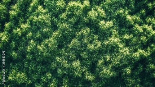 Aerial top view of a large patch of freshly cut, healthy green grass, ideal for tiling into a seamless texture or high-resolution background pattern.