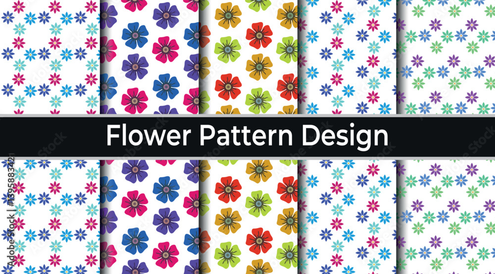 Fototapeta premium A vintage floral pattern bundle | Pattern design | Big collection of floral vector patterns