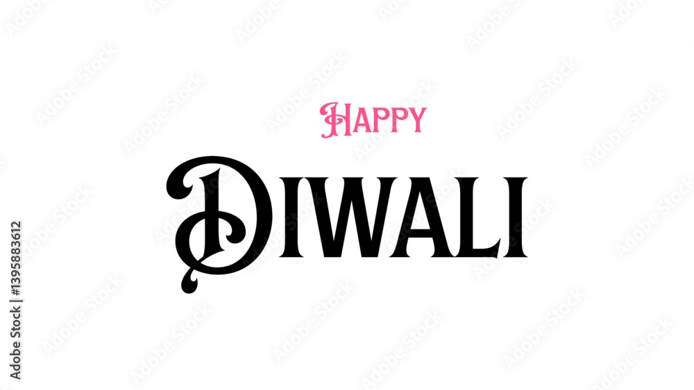 Fototapeta premium Happy Diwali typography text design on white background. simple text design suitable for poster and festival banners.