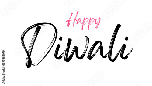 Happy Diwali typography text design on white background. simple text design suitable for poster and festival banners.