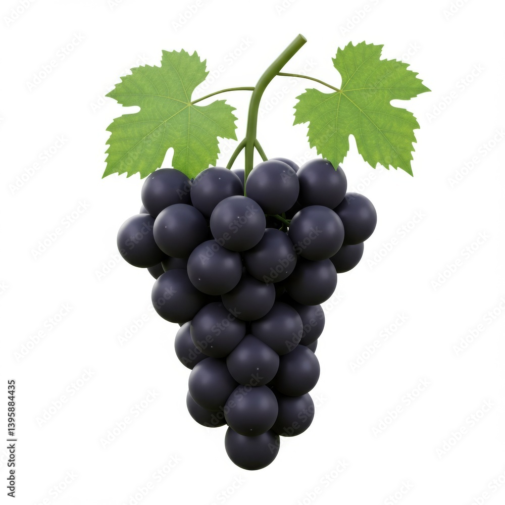 Bunch of fresh purple grapes on vine with green leaves Bunch of fresh purple grapes on vine with green leaves