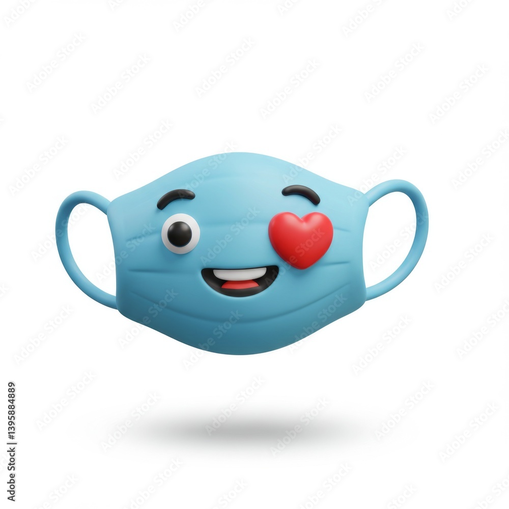Smiling blue face mask emoji with heart and wink expression Smiling blue face mask emoji with heart and wink expression