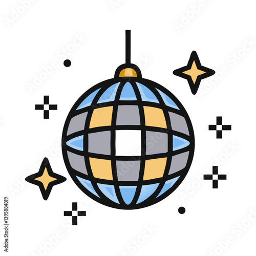 Disco Ball Sparkling Shine Icon Design
