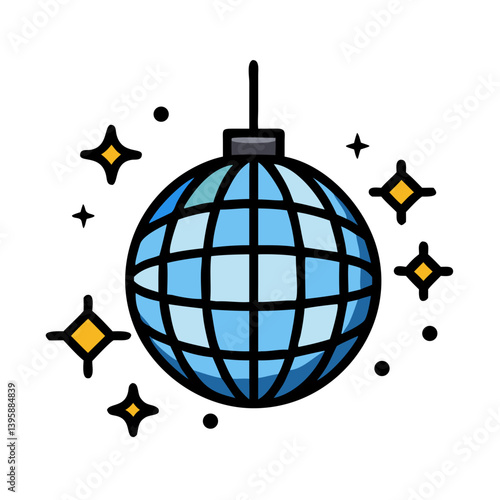 Disco Ball Sparkling Shine Icon Design