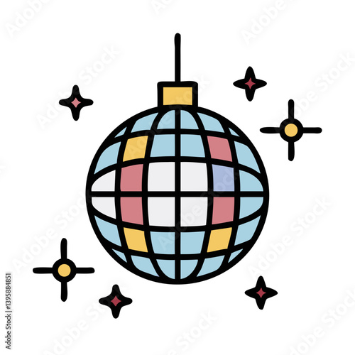Disco Ball Sparkling Shine Icon Design