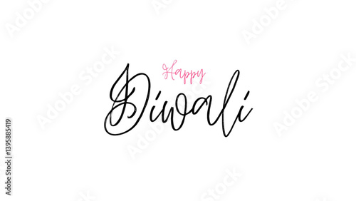 Happy Diwali typography text design on white background. simple text design suitable for poster and festival banners.