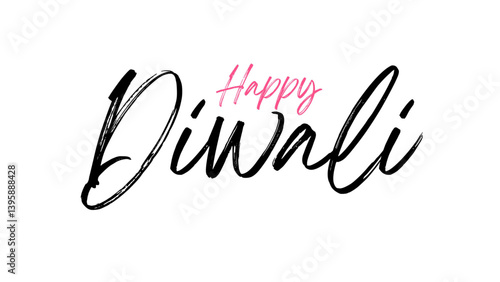 Happy Diwali typography text design on white background. simple text design suitable for poster and festival banners.