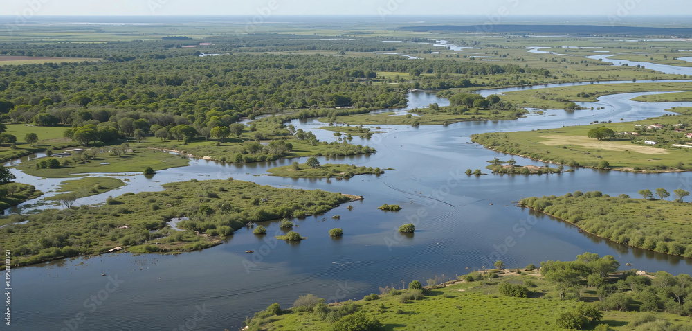Okavango Delta, Botswana: A vast, lush inland delta teeming with wildlife, filled with channels, islands, and floodplains. Okavango Delta, Botswana: A vast, lush inland delta teeming with wildlife, filled with channels, islands, and floodplains.