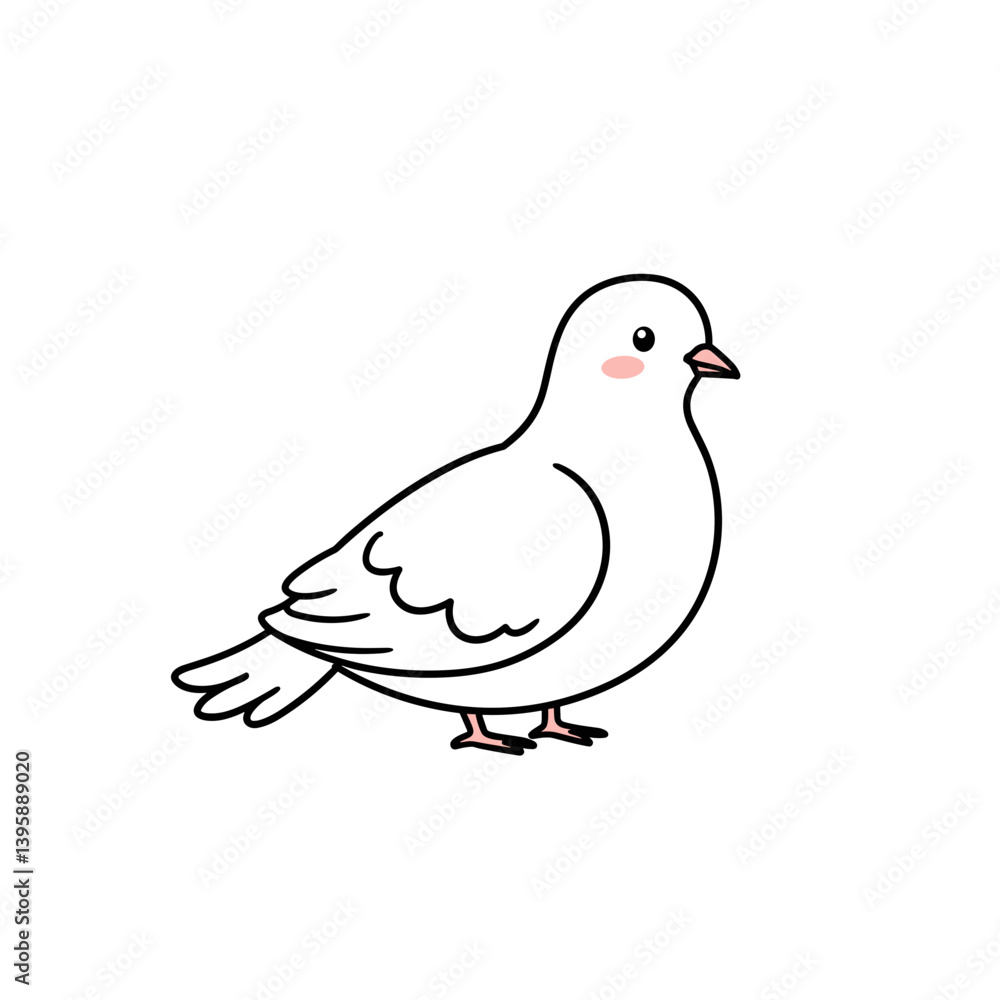 Naklejka premium Cute white dove standing against a plain white background 