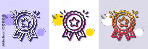 Loyalty award line icon. Halftone dotted pattern. Gradient icon with grain shadow. Bonus points. Discount program symbol. Line loyalty award icon. Various designs. Vector