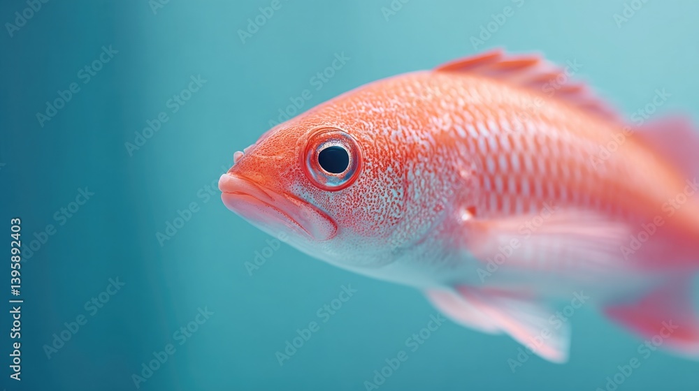 captivating close-up of single colorful fish stark against soft gradient blue background