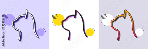 Pets care line icon. Halftone dotted pattern. Gradient icon with grain shadow. Veterinary clinic sign. Cat health symbol. Line pets care icon. Various designs. Vector