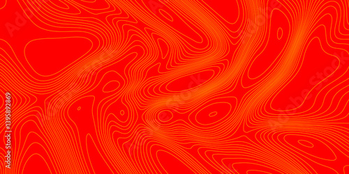 Geometrics line technology topo landscape grid map geodesy topography map trendy modern background and minimal terrain texture, abstract texture of yellow topographic map lines on red background.