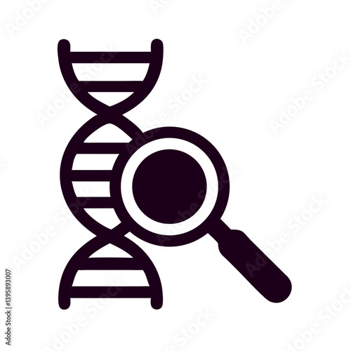 DNA Strand Magnifying Glass Icon Design