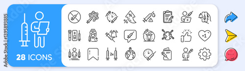 Vaccine line icons. Interest rate, AI generate, Inflation icons. Corona jab, Medical Syringe, Vaccination passport icons. Covid vaccine, Human jabbed and Coronavirus dose. Vector