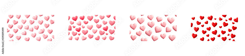 Hearts pattern in pink and red colors, black background, cut out transparent Hearts pattern in pink and red colors, black background, cut out transparent