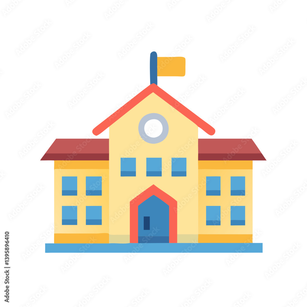 Stylish School Building Structure Icon Stylish School Building Structure Icon