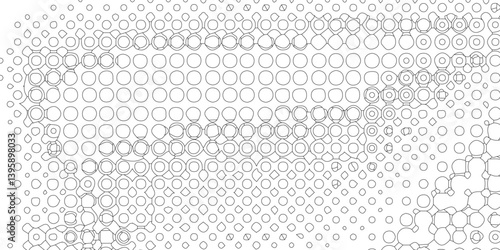 Black spots and dotted shape geometric pattern marks on white background, abstract texture of old background distorted stroke trendy design defect distressed effect halftone dots screen texture.