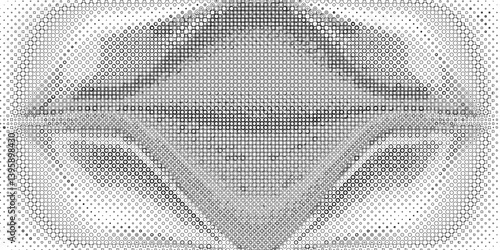 Black spots and dotted shape geometric pattern marks on white background, abstract texture of old background distorted stroke trendy design defect distressed effect halftone dots screen texture.