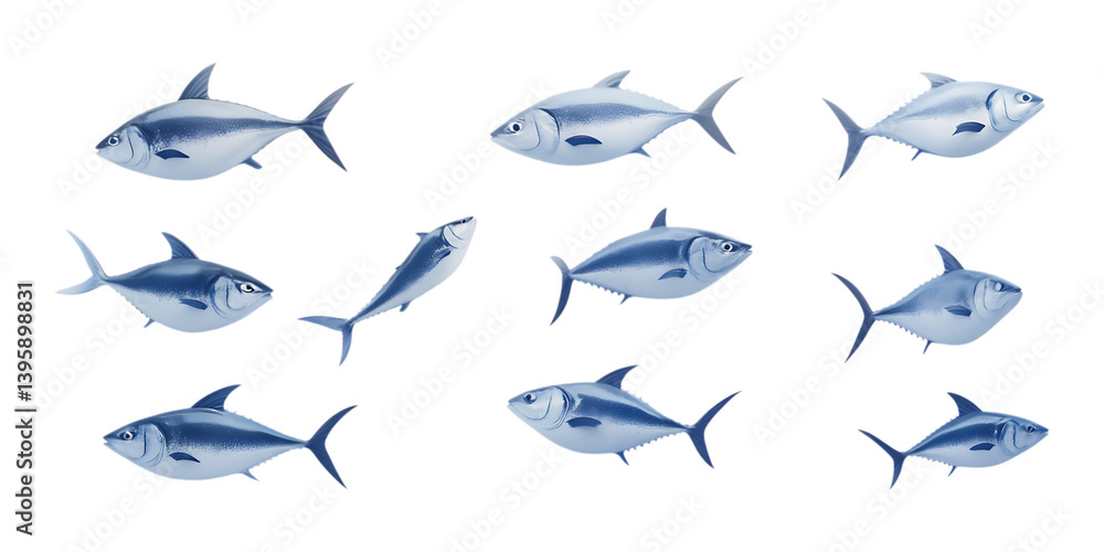 Pack Tuna Fish Set in Different Poses on Transparent Background for Seafood, Fishing, and Culinary-Themed Designs Pack Tuna Fish Set in Different Poses on Transparent Background for Seafood, Fishing, and Culinary-Themed Designs