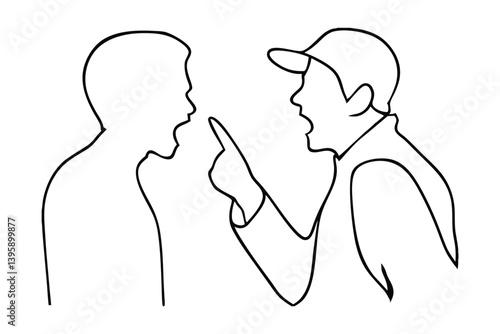 Line Art Illustration Of Two Men Arguing And Pointing At Each Other
