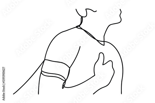 Continuous Line Drawing Of Person With Tourniquet Giving A Thumbs Up Gesture