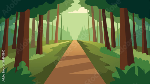 green road in the forest