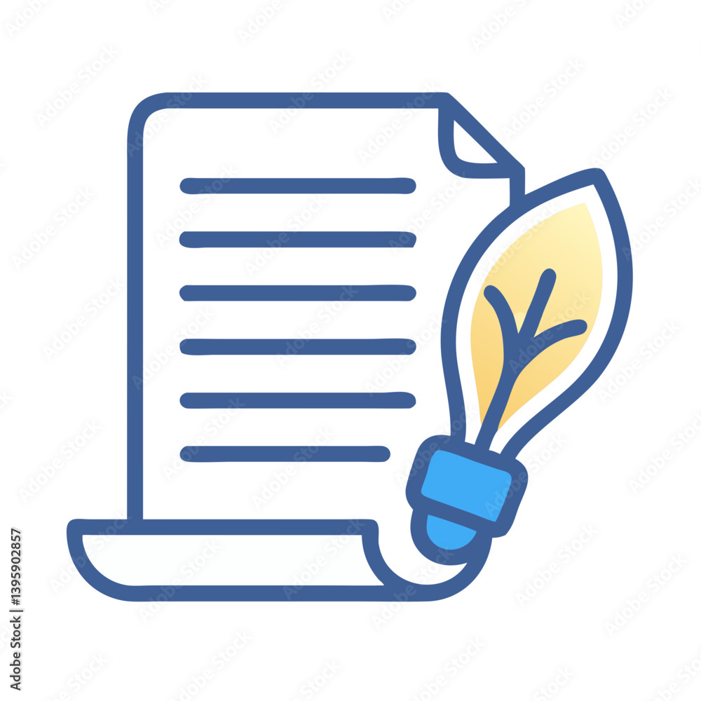 Document Feather Lightbulb Icon Design Document Feather Lightbulb Icon Design