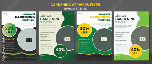 Creative corporate business door hanger template design. Agricultural business flyer template, cover, poster design., Vector illustration. Lawn and gardening service flyer design template.